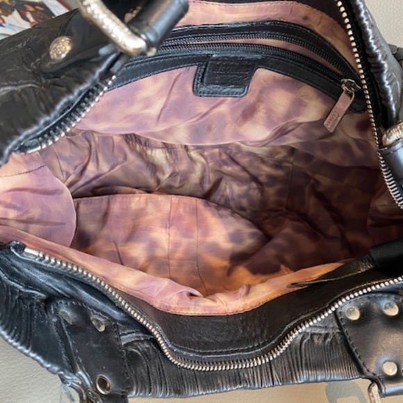 Stuart Weitzman black genuine leather shoulder bag satchel braided straps - Picture 14 of 16